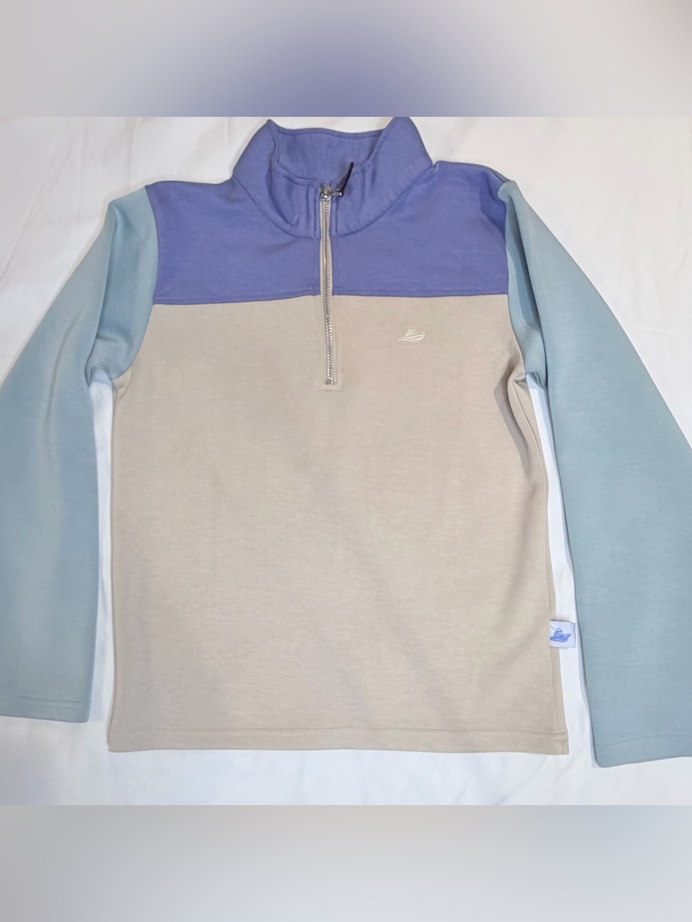 Southbound 1/4 zip blue, tan and green performance pullover boys Sz M Like New